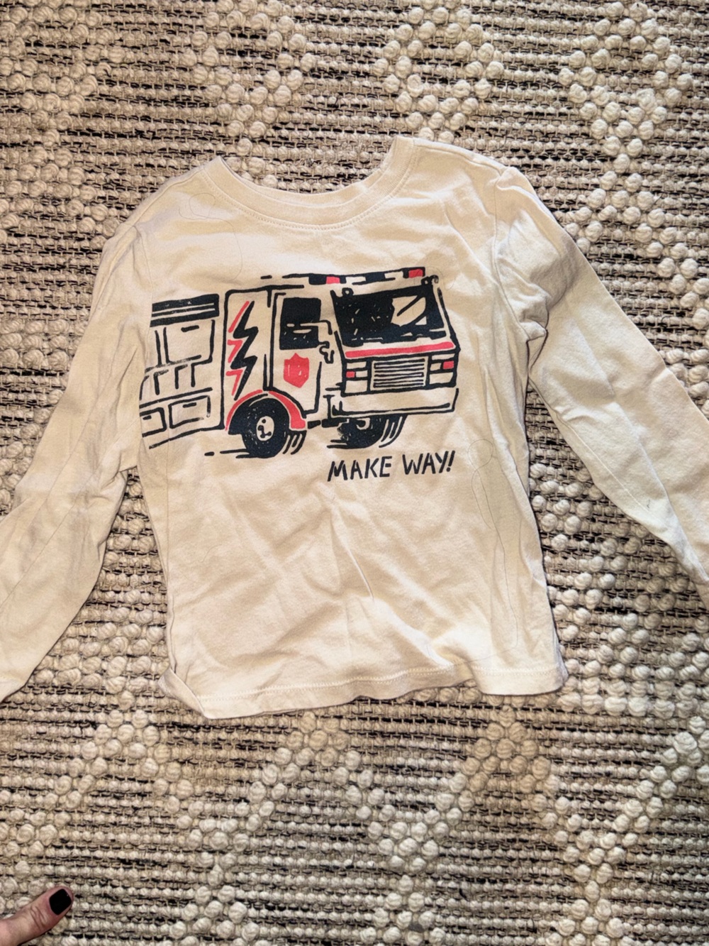 Boys Long-Sleeve Fire Truck Graphic Tee - Cream